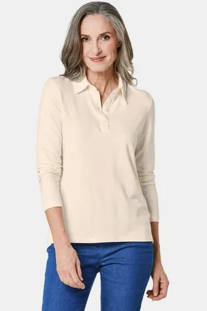 GOLDNER Poloshirt Langarm Poloshirt mit Schmuckband an Knopfleiste - Verkäufer: