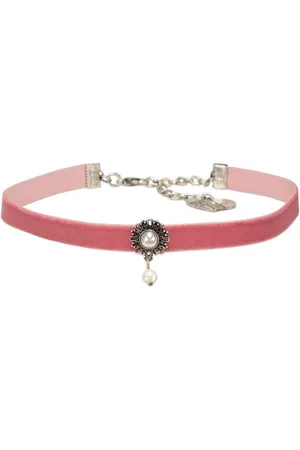 Alpenflüstern Choker Trachten-Samt-Kropfband Helena (rosa-ros), - nostalgische Trachtenkette enganliegend, Kropfkette elastisch, Damen-Trachtenschmuck, Samtkropfband schmal - Verkäufer:
