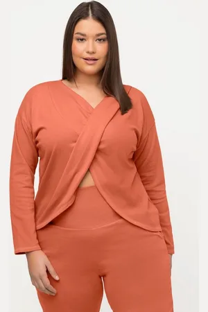 Ulla Popken Longsleeve Yoga-Shirt drapiert V-Ausschnitt Langarm - Verkäufer: Popken Fashion Group
