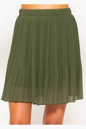 SASSYCLASSY Plisseerock Mini Plissée Rock Damen mit Gummibund Elegant A-Linien-Rock kurz aus Chiffon mit Unterrock und Ton in Ton Nähten - Verkäufer: