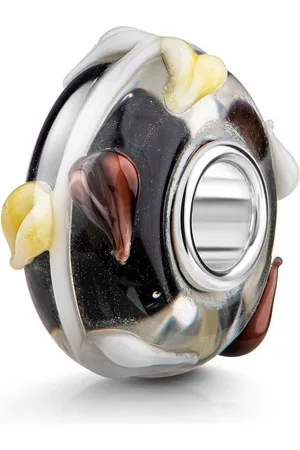 Materia Bead Glasperle 3D Blätter Natur Herbst Schwarz Braun Creme 1030, Hülse aus 925 Sterling Silber - Verkäufer: Schmuck
