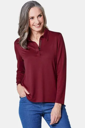 GOLDNER Poloshirt Langarm Poloshirt mit Schmuckband an Knopfleiste - Verkäufer: