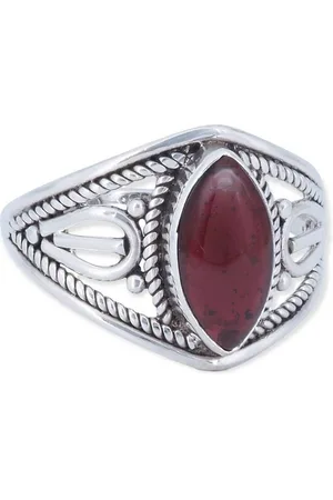 mantraroma Silberring DAHAB Ellipse aus 925 Silber mit Granat (Ring mit Schmuckbeutel), Damenring aus 925er Silber - Verkäufer: