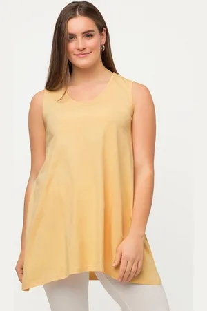 Ulla Popken Longshirt Longtop Naturfärbung A-Linie V-Ausschnitt ärmellos - Verkäufer: Popken Fashion Group