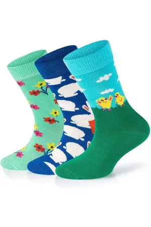 Happy Socks Basicsocken 3-Pack Kids Eastern Chicken-Bunny-Bouquet gekämmte Baumwolle - Verkäufer: GoJungo GmbH