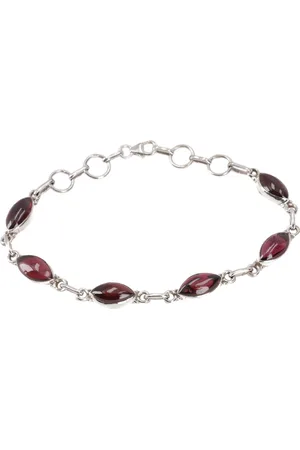 GURU-SHOP Armreif Indisches Boho Silber Armband - Granat - Verkäufer:
