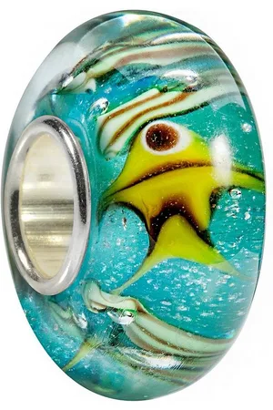 Materia Bead Glasperle Aquarium Meer Fisch Glitzer Türkis 1513, Hülse aus 925 Sterling Silber - Verkäufer: Schmuck