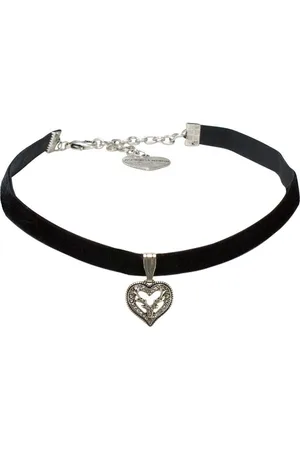Alpenflüstern Choker Trachten-Samt-Kropfband Strassherz-Hirsch (schwarz), - nostalgische Trachtenkette enganliegend, Kropfkette elastisch, Damen-Trachtenschmuck, Samtkropfband schmal - Verkäufer:
