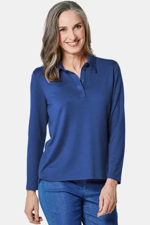 GOLDNER Poloshirt Langarm Poloshirt mit Schmuckband an Knopfleiste - Verkäufer: