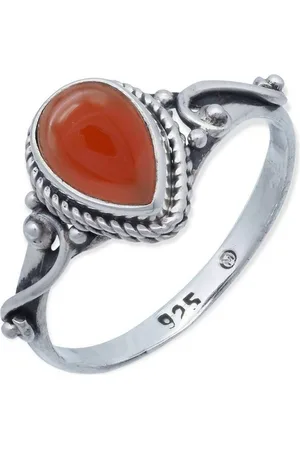 mantraroma Silberring FITO aus 925 Silber mit Karneol (Ring mit Schmuckbeutel), Damenring aus 925er Silber - Verkäufer:
