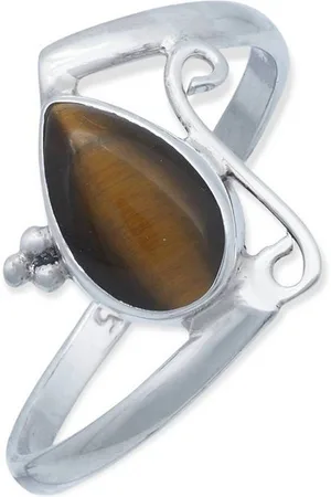 mantraroma Silberring UHA aus 925 Silber mit Tigerauge (Ring mit Schmuckbeutel), Damenring aus 925er Silber - Verkäufer: