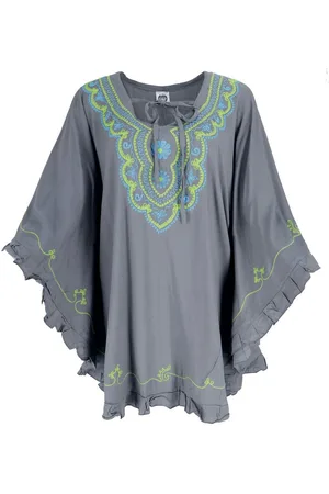 GURU-SHOP Longbluse Bestickter Hippie Poncho, Tunika, Kaftan,.. alternative Bekleidung - Verkäufer: