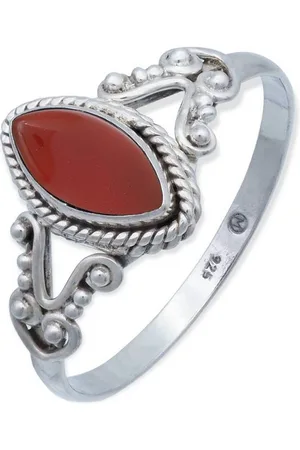 mantraroma Silberring NOBALA aus 925 Silber mit Karneol (Ring mit Schmuckbeutel), Damenring aus 925er Silber - Verkäufer:
