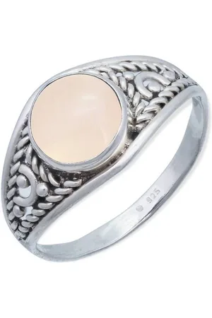mantraroma Silberring DAHAB rund aus 925 Silber mit Rosenquarz (Ring mit Schmuckbeutel), Damenring aus 925er Silber - Verkäufer: