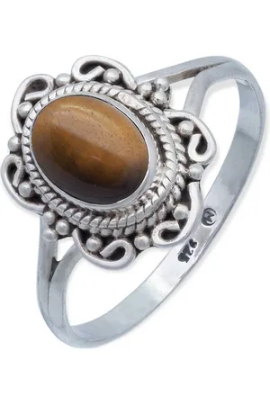 mantraroma Silberring BANGAWAN aus 925 Silber mit Tigerauge (Ring mit Schmuckbeutel), Damenring aus 925er Silber - Verkäufer: