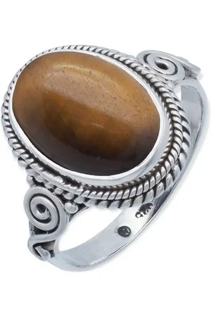 mantraroma Silberring SINTA aus 925 Silber mit Tigerauge (Ring mit Schmuckbeutel), Damenring aus 925er Silber - Verkäufer: