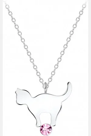 ALEXANDER YORK Kette mit Anhänger KATZE stehend Kristall rose, 2-tlg., 925 Sterling Silber - Verkäufer: