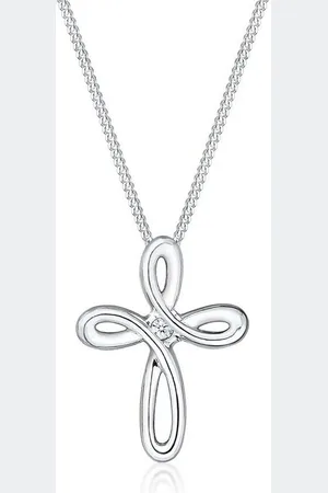 Elli DIAMONDS Kette mit Anhänger Kreuz Diamant Brillantschliff (0.015ct) 925 Sterling Silber, Kreuz - Verkäufer: JULIE & GRACE GmbH