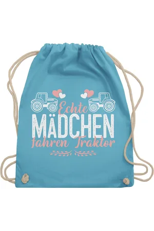 Shirtracer Turnbeutel Echte Mädchen fahren Traktor weiß/rosa, Landwirt Geschenk Bauer - Verkäufer: