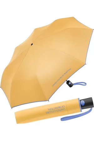 Benetton Taschenregenschirm Mini Automatik HW 2022 - golden cream, leuchtende Modefarben mit kontrastreichem Saum - Verkäufer: RS-Versand