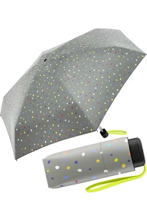 Benetton Taschenregenschirm Ultra Mini Flat - Dots grey, ein bunter Konfettiregen - Verkäufer: RS-Versand