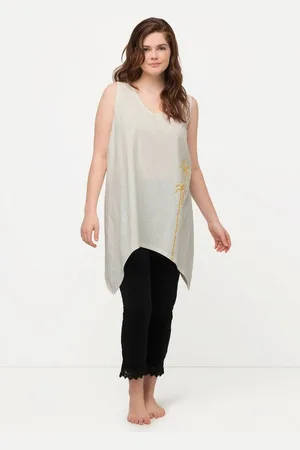 Ulla Popken Longtop Top Zipfelsaum V-Ausschnitt ärmellos Biobaumwolle - Verkäufer: Popken Fashion Group