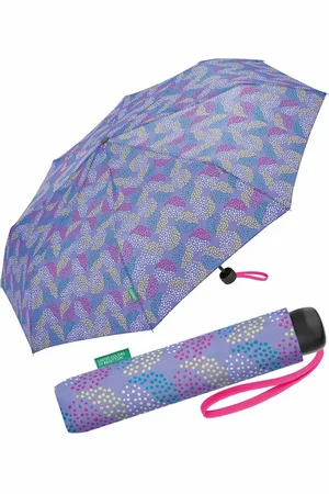 Benetton Taschenregenschirm Super Mini - Pop Dots deep periwinkle, mit modernem Punkte-Kreise-Muster - Verkäufer: RS-Versand