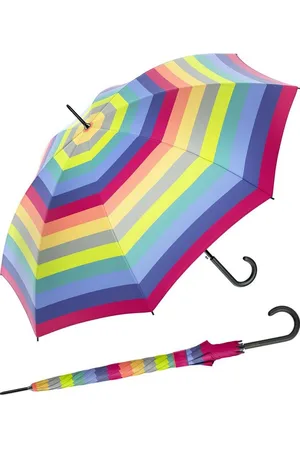 Benetton Stockregenschirm Long AC mit Auf-Automatik - Multistripe lime punch, die Trendfarben in bunter Mischung - Verkäufer: RS-Versand
