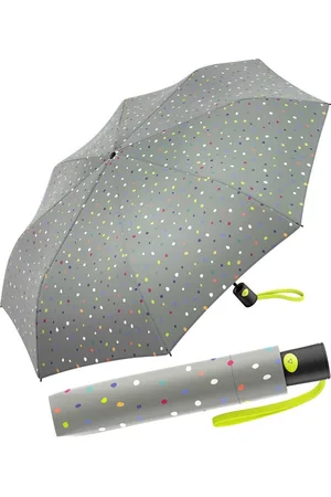 Benetton Taschenregenschirm Mini mit Auf-Automatik - Dots grey, ein bunter Konfettiregen - Verkäufer: RS-Versand