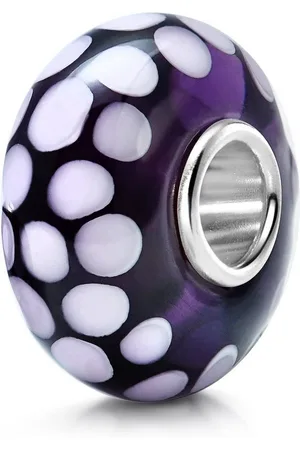 Materia Bead Glasperle Muster Punkte Weiß 1254, Kern aus 925 Sterling Silber - Verkäufer: Schmuck