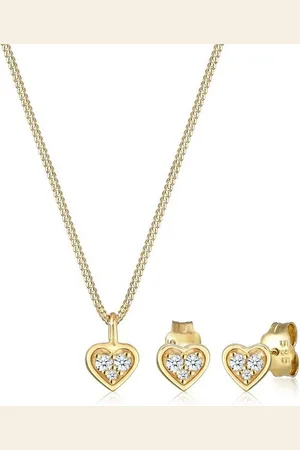 Elli DIAMONDS Schmuckset Herz Diamant Weiß Brillantschliff (0.105 ct) 585 Gelbgold, Herz - Verkäufer: JULIE & GRACE GmbH