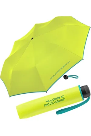 Benetton Taschenregenschirm Super Mini HW 2022 - lime punch, leuchtende Modefarben mit kontrastreichem Saum - Verkäufer: RS-Versand