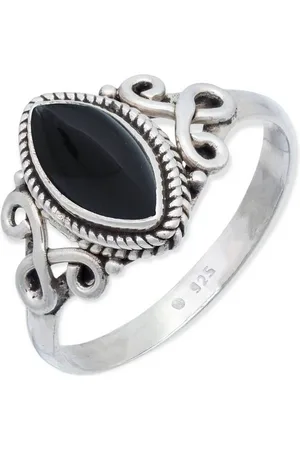 mantraroma Silberring BAGHIMI Ellipse aus 925 Silber mit Onyx (Ring mit Schmuckbeutel), Damenring aus 925er Silber - Verkäufer: