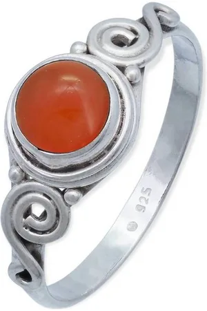 mantraroma Silberring KINURI aus 925 Silber mit Karneol (Ring mit Schmuckbeutel), Damenring aus 925er Silber - Verkäufer: