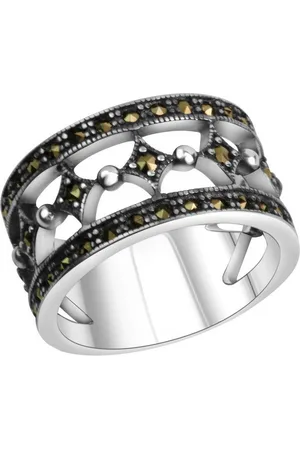 Zeeme Fingerring Silber 925 oxidiert mit 40x Markasit