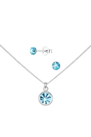 ALEXANDER YORK Schmuckset SOLITÄR aqua bohemica in 925 Sterling Silber, 4-tlg. (Schmuckset) - Verkäufer: