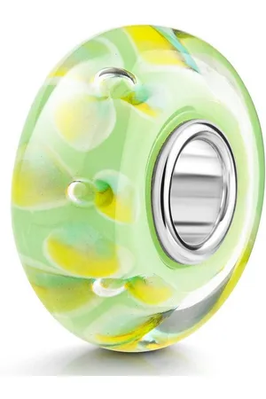 Materia Bead Glasperle Floral Blumen Blüten Grün Gelb 937, Kern aus 925 Sterling Silber - Verkäufer: Schmuck