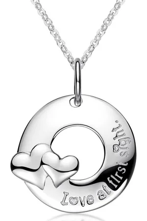 Materia Runder Anhänger Damen Silber Herzen Liebe mit Schriftzug Ø21mm KA-281, 925 Sterling Silber, rhodiniert - Verkäufer: Schmuck