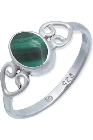 mantraroma Silberring ORITI aus 925 Silber mit Malachit (Ring mit Schmuckbeutel), Damenring aus 925er Silber - Verkäufer: