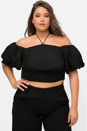 Ulla Popken Spitzenbluse Blusentop kurz Carmen-Ausschnitt Halbarm Smoksaum - Verkäufer: Popken Fashion Group