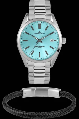 Jacques Lemans Quarzuhr Derby, 1-2143G-SET, (Set, 2-tlg., Uhr mit Armschmuck), Armbanduhr, Herrenuhr, Datum, Geschenkidee, Lederarmband