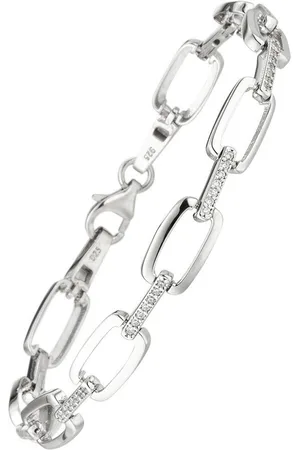 Jobo Armband, 925 Silber mit 56 Zirkonia 19 cm