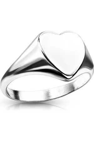 Bungsa Fingerring Ring Siegelring flaches Herz Silber Edelstahl Damen (1 Ring) - Verkäufer: