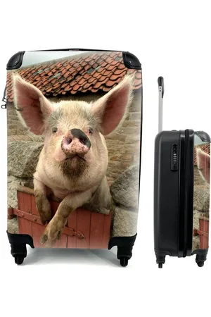 MuchoWow Handgepäckkoffer Schwein - Rosa - Tier, 4 Rollen, Reisetasche mit rollen, Handgepäck für Ferien, Trolley, Reisekoffer - Verkäufer: GmbH