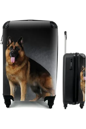 MuchoWow Handgepäckkoffer Porträt eines Deutschen Schäferhundes mit schwarzem Hintergrund, 4 Rollen, Reisetasche mit rollen, Handgepäck für Ferien, Trolley, Reisekoffer - Verkäufer: GmbH