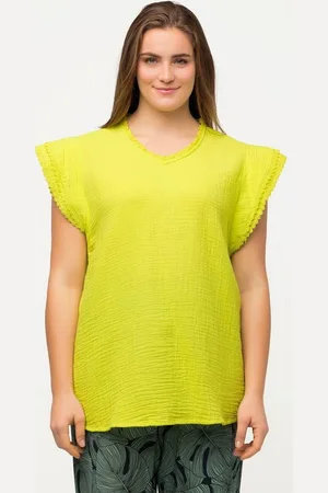 Ulla Popken Druckbluse Blusenshirt Musselin A-Linie V-Ausschnitt Kurzarm - Verkäufer: Popken Fashion Group