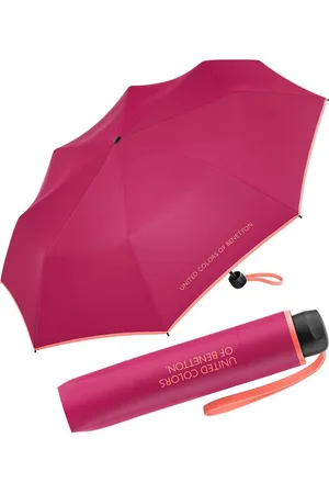Benetton Taschenregenschirm Super Mini HW 2022 - bright rose, leuchtende Modefarben mit kontrastreichem Saum - Verkäufer: RS-Versand