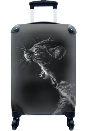 MuchoWow Handgepäckkoffer Katze - Tiere - Schwarz - Weiß, 4 Rollen, Reisetasche mit rollen, Handgepäck für Ferien, Trolley, Reisekoffer - Verkäufer: GmbH