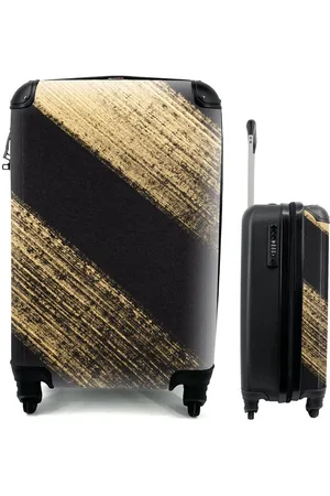 MuchoWow Handgepäckkoffer Goldene Farbstreifen auf schwarzem Hintergrund, 4 Rollen, Reisetasche mit rollen, Handgepäck für Ferien, Trolley, Reisekoffer - Verkäufer: GmbH