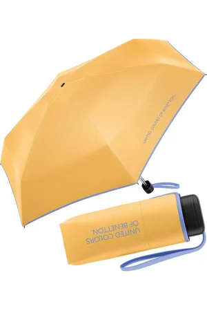 Benetton Taschenregenschirm Ultra Mini Flat HW 2022 - golden cream, leuchtende Modefarben mit kontrastreichem Saum - Verkäufer: RS-Versand